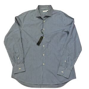 J.Lindeberg Blue Gingham Check Long Sleeve Button Down 46/18" (XL) Cotton NWT